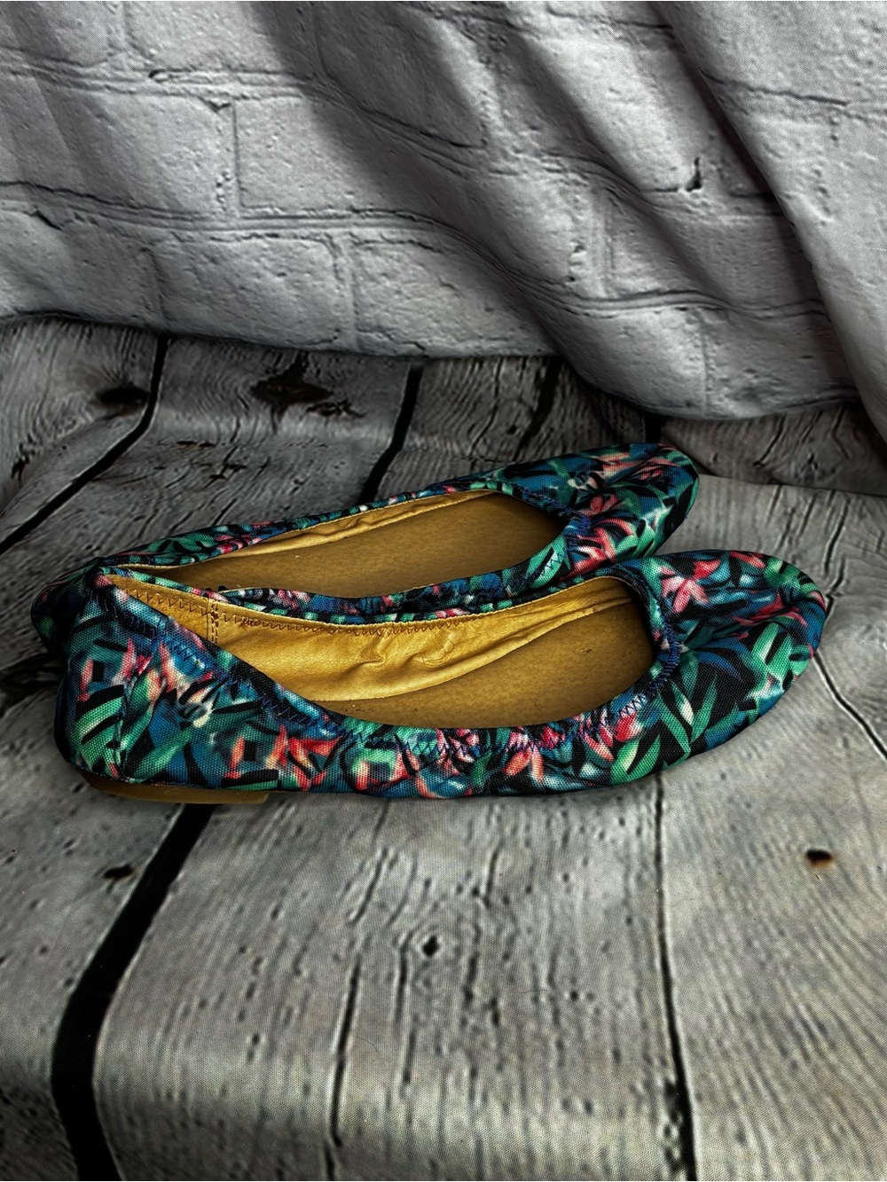 Sonoma Floral Foldable Ballet Flats - Teal, Pink & Green